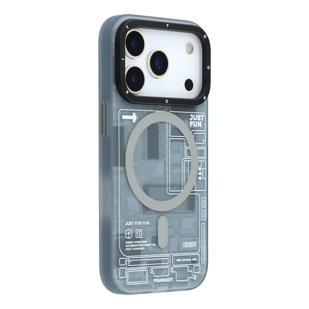 iPhone 17 Pro Max YOUNGKIT Case, Technology Series Matte Finish Magsafe Back Cover - Gray